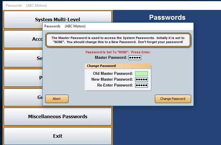 password screenshot
